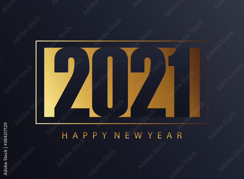 happy new year 2021 golden lettering poster