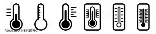 Set of different thermometer icon, icons in line style, vector illustration