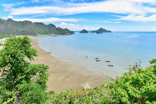 Fotografie Aerial View of Laem Sala Beach Near Phraya Nakhon Cave in Prachuap Khiri Khan Pr