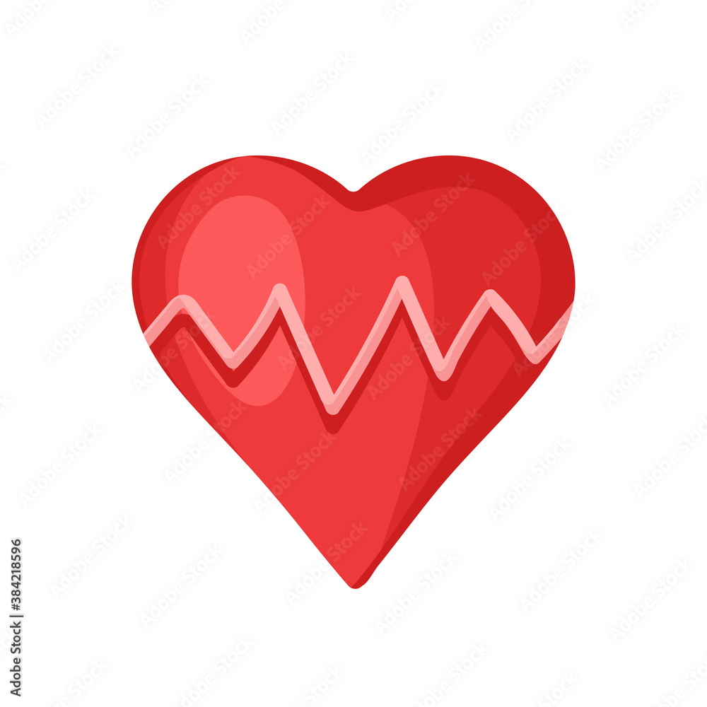 vector illustration of a heartbeat. symbol of cardiology. medical red heart with pulse. isolated on  white background.