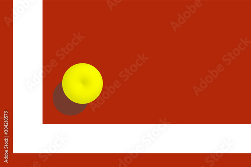 Clay tennis court corner with ball landing on the line in for leisure and recreational sports concepts.

