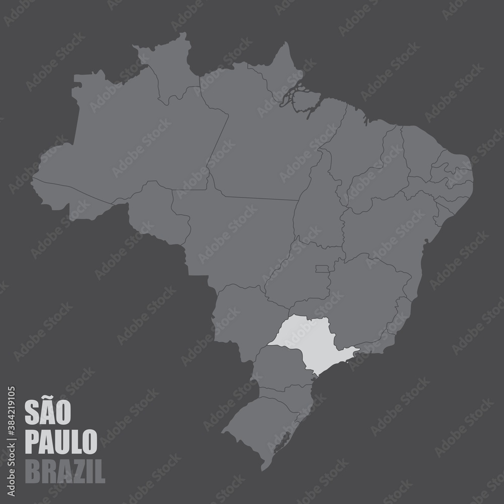 The Brazil map with the highlighted Sao Paulo State