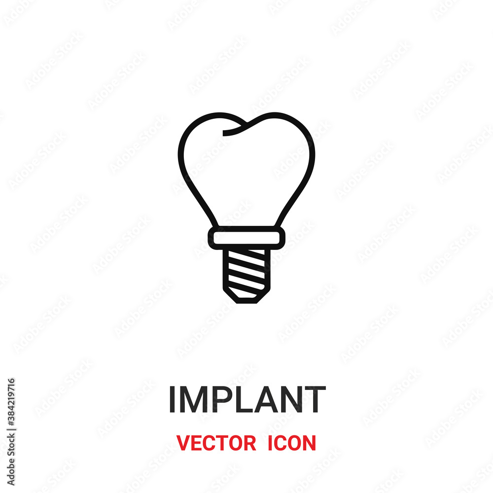 Implant vector icon. Modern, simple flat vector illustration for website or mobile app.Tooth symbol, logo illustration. Pixel perfect vector graphics Implant vector icon. Modern, simple flat vector illustration for website or mobile app.Tooth symbol, logo illustration. Pixel perfect vector graphics