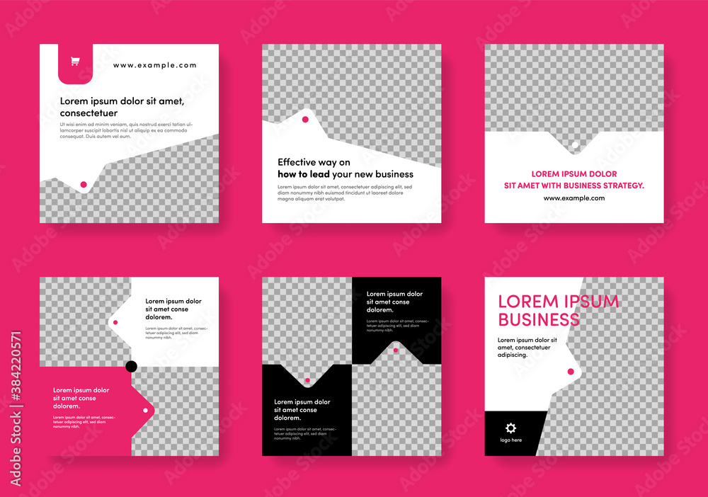 Set of modern social media post templates with place for photo. Facebook square post layouts with place for text. Set of modern social media post templates with place for photo. Facebook square post layouts with place for text.