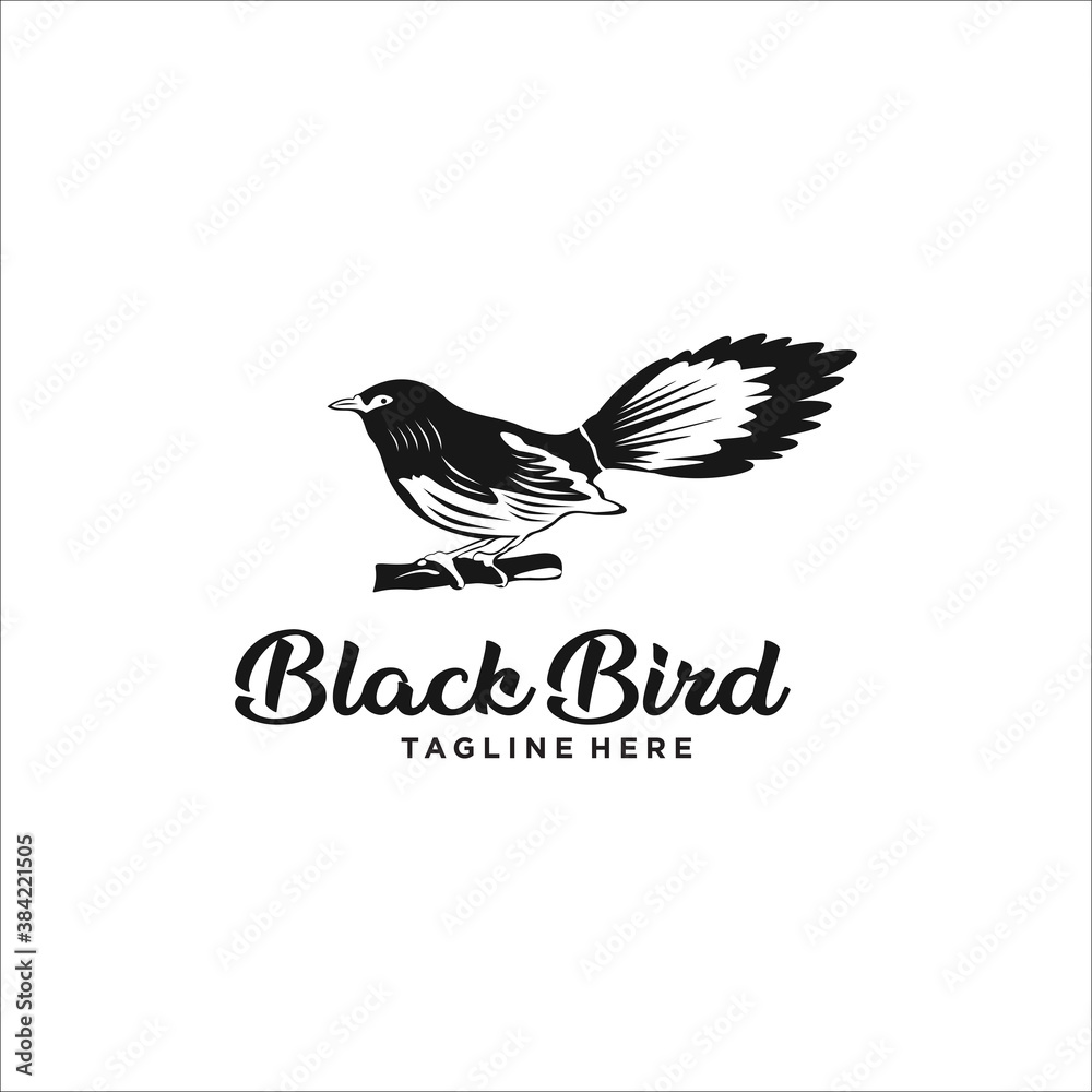 Fototapeta premium Amazing black bird logo design template silhouette vector icon
