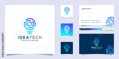 bulb tech logo icon . Bulb Logo Design Colorful . Idea creative light bulb logo . Bulb digital logo technology Idea and business card