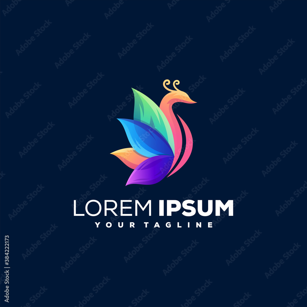 Obraz premium peacock gradient color logo design