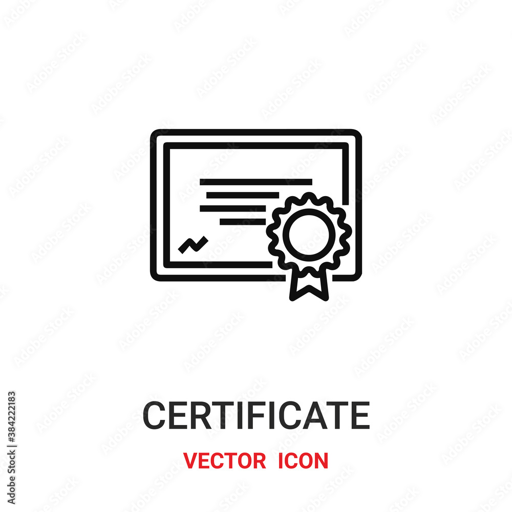 Certificate vector icon. Modern, simple flat vector illustration for website or mobile app.Certificate and document symbol, logo illustration. Pixel perfect vector graphics Certificate vector icon. Modern, simple flat vector illustration for website or mobile app.Certificate and document symbol, logo illustration. Pixel perfect vector graphics