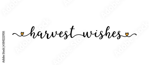 Hand sketched HARVEST WISHES quote as banner. Lettering for poster, label, sticker, flyer, header, card, advertisement, announcement..
