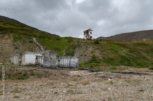 Abandoned buildings and galleries of a mercury mine