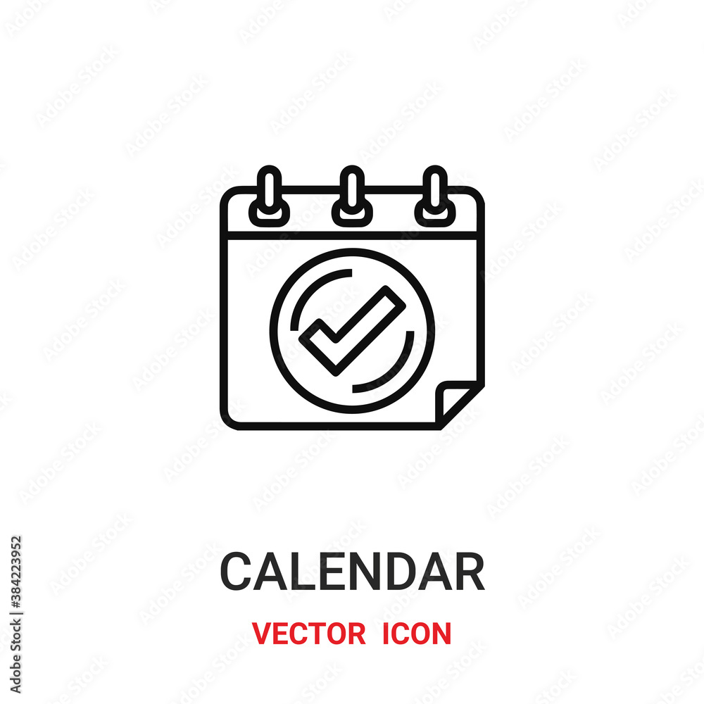 calendar icon vector symbol. calendar symbol icon vector for your design. Modern outline icon for your website and mobile app design.