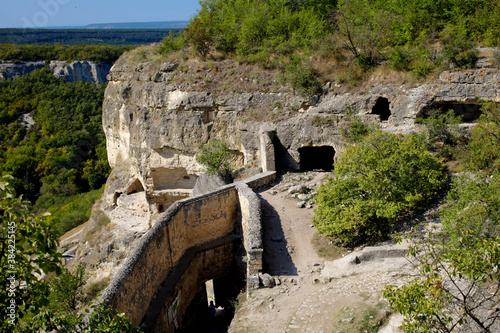 View on the cavetown Chufut-Kale near Bakhchisarai city on the Crimea photo