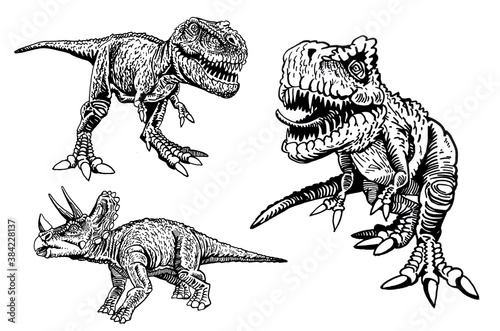 Vector set of dinosaurs on white background, jpg illustration,paleonthology © Vita