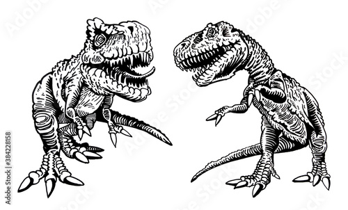 Vector set of dinosaurs on white background, jpg illustration,paleonthology