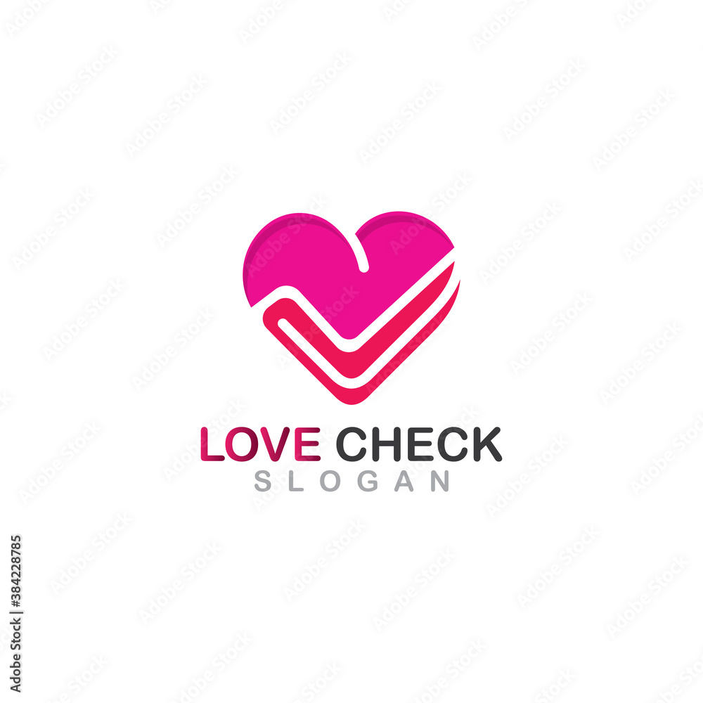 Love Check combination Logo Symbol Design concept Illustration