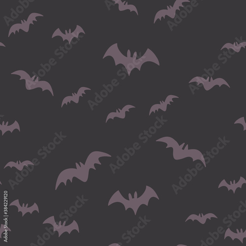 Halloween pattern with flying bats. Vector seamless background. Bat simple illustration texture.