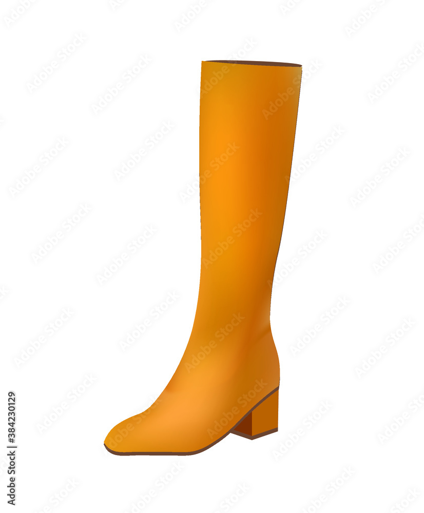 Brown women long boot. vector illustration Brown women long boot. vector illustration