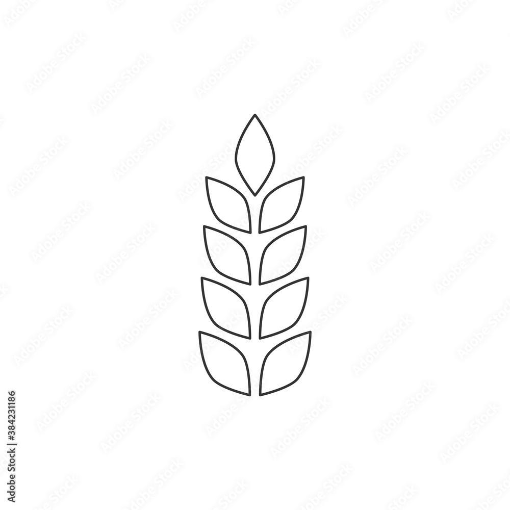 Grain line icon. Ears of wheat linear illustration isolated on white. Grain line icon. Ears of wheat linear illustration isolated on white.
