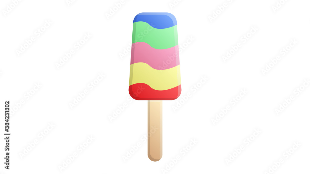 popsicle ice cream on a stick on a white background, vector illustration. appetizing bright dessert with sugar topping. ice cream in several layers. delicious ice cream with toppings popsicle ice cream on a stick on a white background, vector illustration. appetizing bright dessert with sugar topping. ice cream in several layers. delicious ice cream with toppings