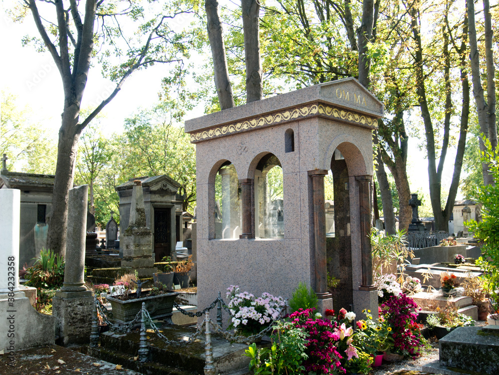 Paris, France - 2020 : Graves in the cemetery of 