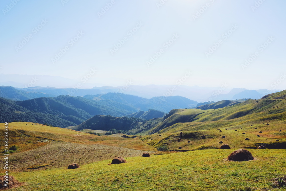 panoramic view of the mountains on a sunny summer day panoramic view of the mountains on a sunny summer day