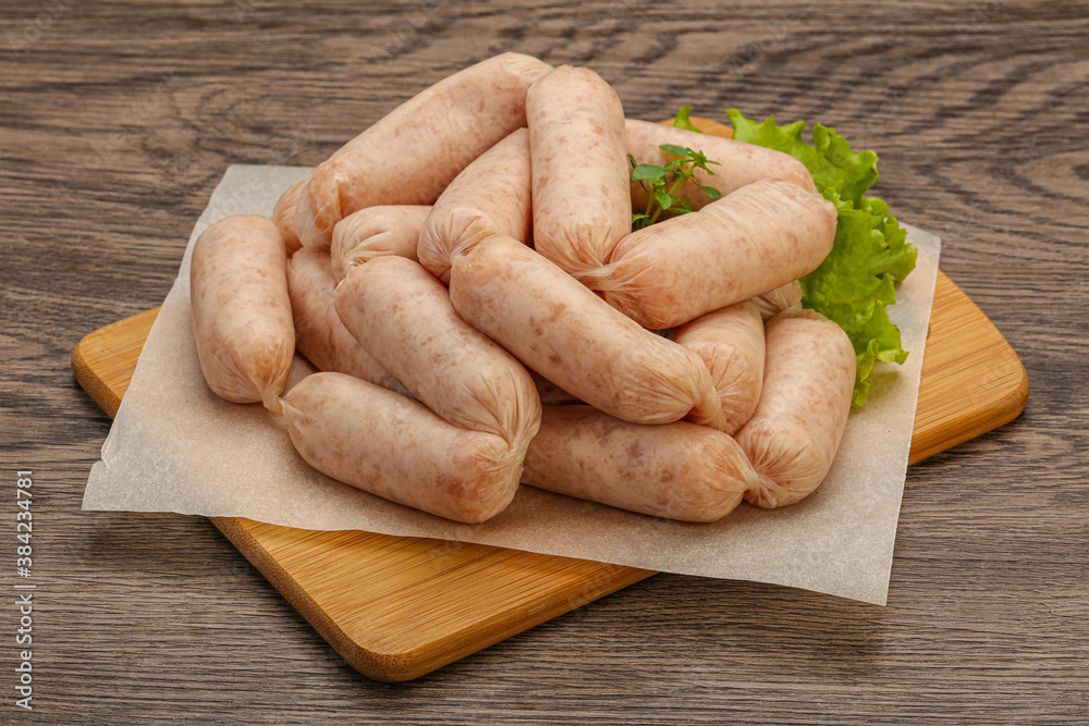 Raw natural chicken baby sausages Raw natural chicken baby sausages