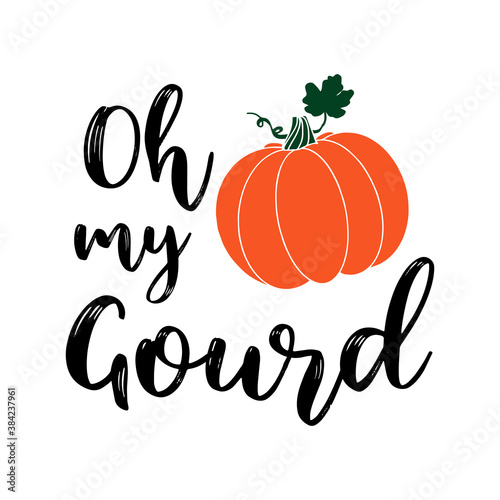 Hand sketched OH MY GOURD quote as banner. Lettering for poster, label, sticker, flyer, header, card, advertisement, announcement..