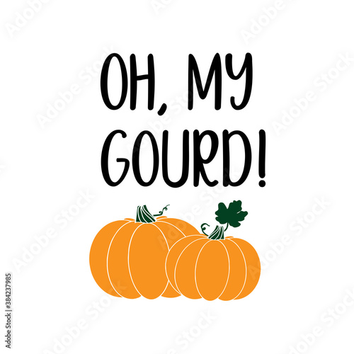 Hand sketched OH MY GOURD quote as banner. Lettering for poster, label, sticker, flyer, header, card, advertisement, announcement..