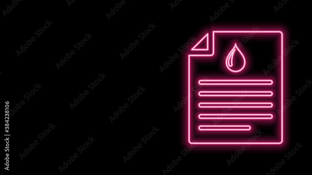 Glowing neon line Medical clipboard with blood test results icon isolated on black background. Clinical record, prescription, medical check marks report. 4K Video motion graphic animation Glowing neon line Medical clipboard with blood test results icon isolated on black background. Clinical record, prescription, medical check marks report. 4K Video motion graphic animation