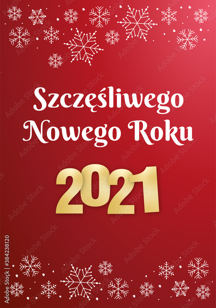 Szczęśliwego Nowego Roku 2021 kartka z życzeniami baner