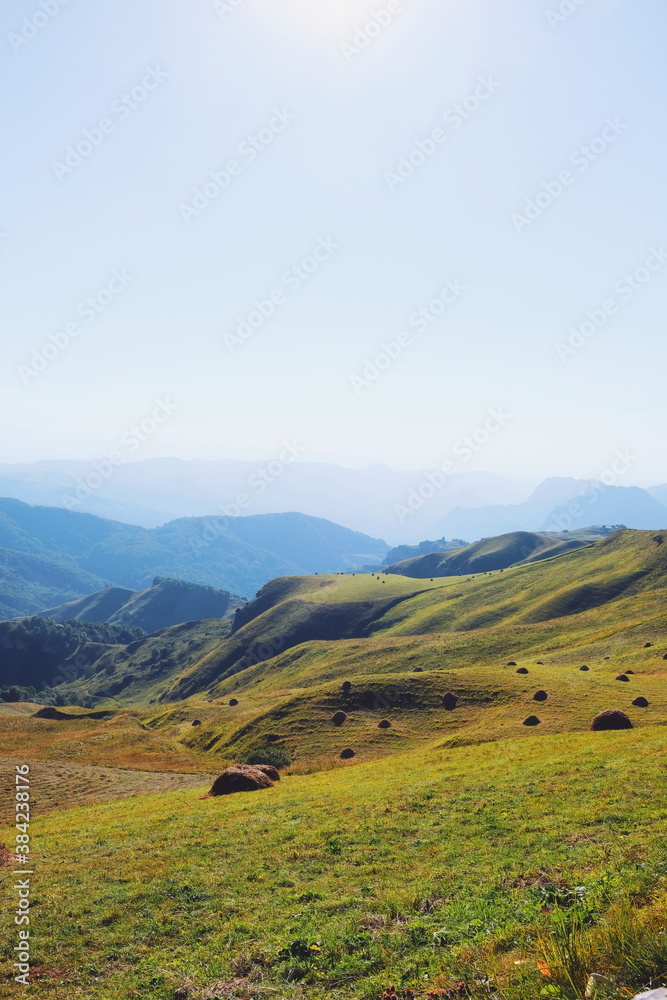 panoramic view of the mountains on a sunny summer day