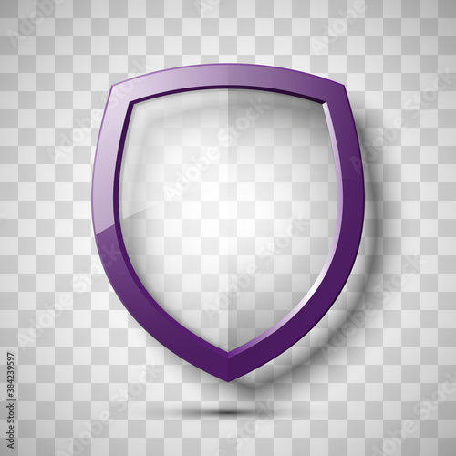 Protection transparent shield concept. Safety badge icon. Privacy banner. Security label. Defense tag. Presentation sticker shape. illustration