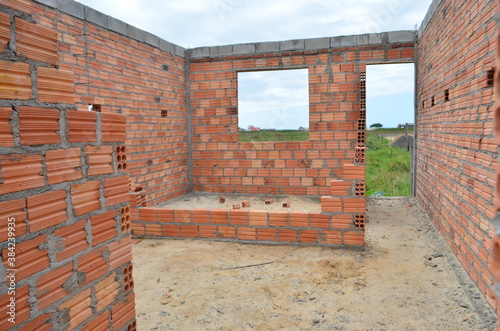 old brick wall with windows