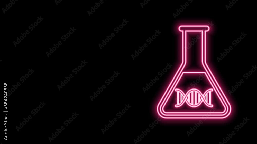 Glowing neon line DNA research, search icon isolated on black background. Genetic engineering, genetics testing, cloning, paternity testing. 4K Video motion graphic animation Glowing neon line DNA research, search icon isolated on black background. Genetic engineering, genetics testing, cloning, paternity testing. 4K Video motion graphic animation