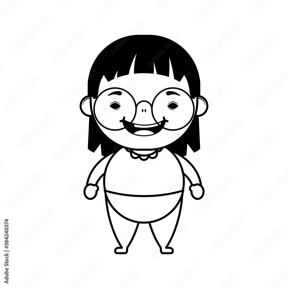 happy little girl wearing eyeglasses character line style happy little girl wearing eyeglasses character line style