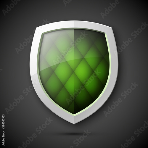 Protection shield concept. Safety badge icon. Privacy banner. Security label. Defense tag. Presentation sticker shape. Defense sign. illustration