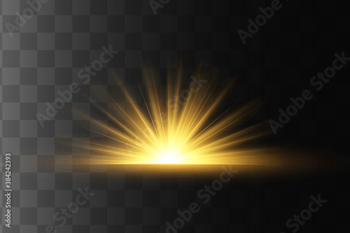 Glow isolated yellow light effect, lens flare