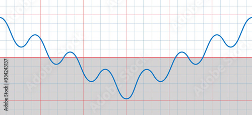 Large sine curve with many small sinusoids falling and rising - upturn after the turning point - symbolic for downward and upward trends with temporary descending phases of a development.
