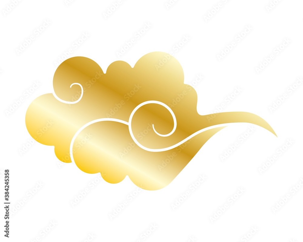 golden chinese cloud sky isolated icon golden chinese cloud sky isolated icon