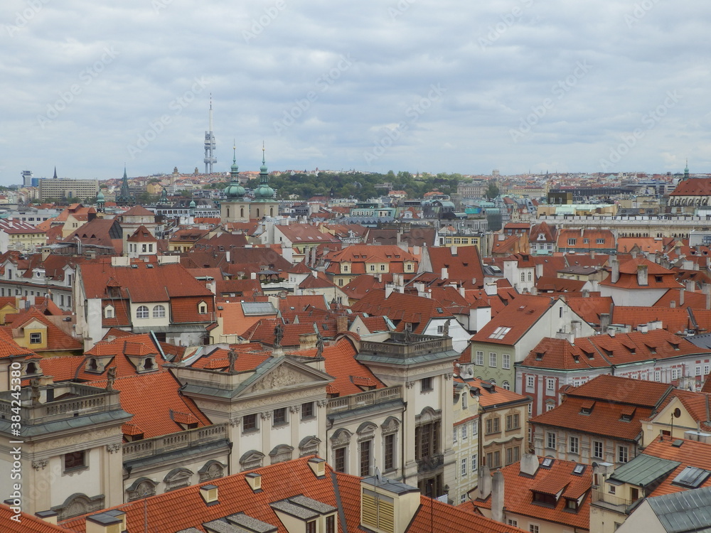 Prague old town view from above