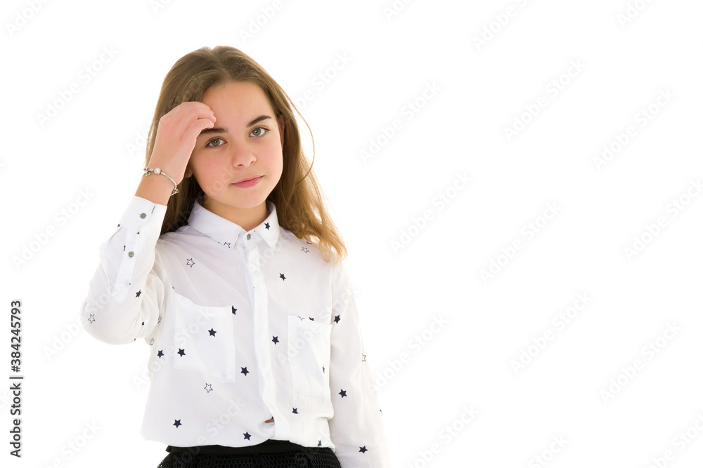 Portrait of a little girl close-up.Isolated on white background. Portrait of a little girl close-up.Isolated on white background.
