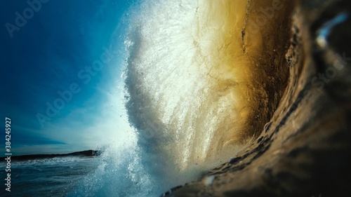 the middle of a wave
