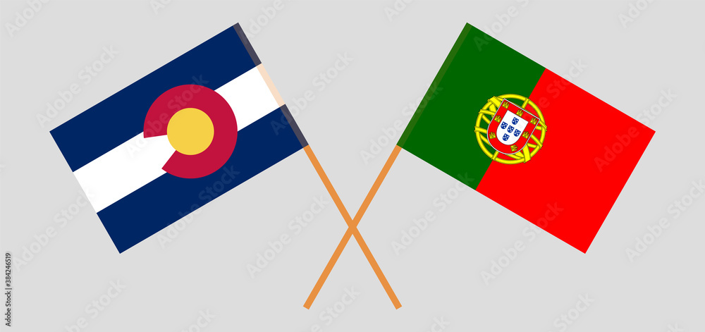 Crossed flags of The State of Colorado and Portugal