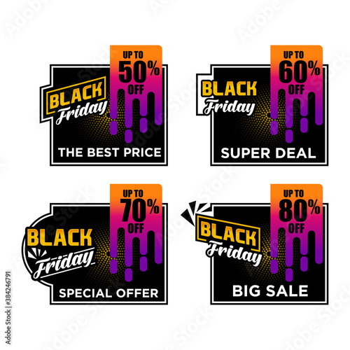 Black Friday sale, banner, poster advert. Card offert promotion design.black friday sale gift box on black background photo