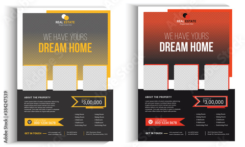 real estate listing flyers, real estate Corporate Business Flyer poster design layout background, two colors scheme, vector template in A4 size - Vector