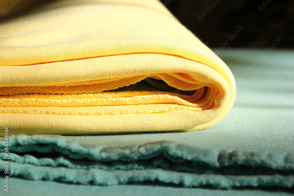 fabric fleece footer and triple thread footer / dense soft jersey Stock  Photo | Adobe Stock