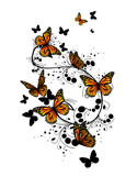 Flower abstraction with butterflies. Vector Illustrated