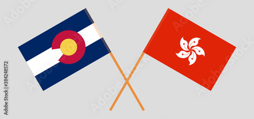 Crossed flags of The State of Colorado and Hong Kong