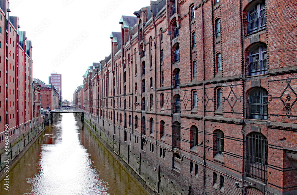 A canal close to the Hamburg Port Authority in Germany.
