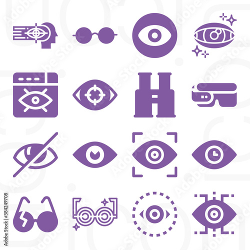 16 pack of visual sense  filled web icons set